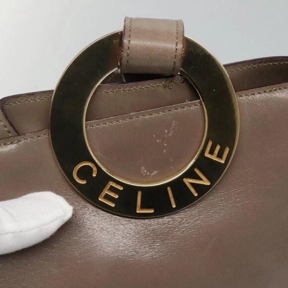 CELINE Shoulder Bag Leather Brown Gold Auth - Picture 6 of 16